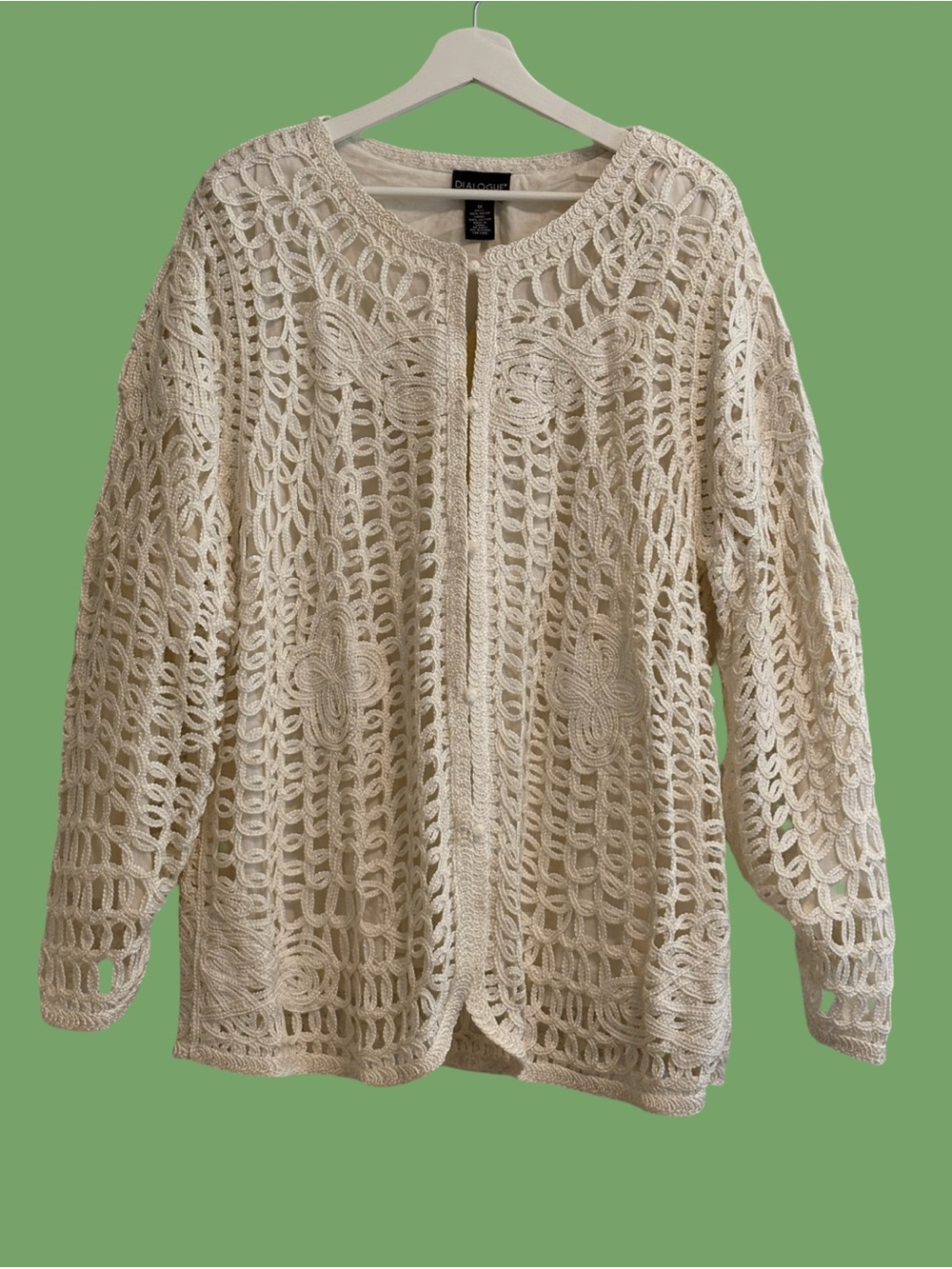 Dialogue Crochet Lace Open-Front Cardigan Jacket